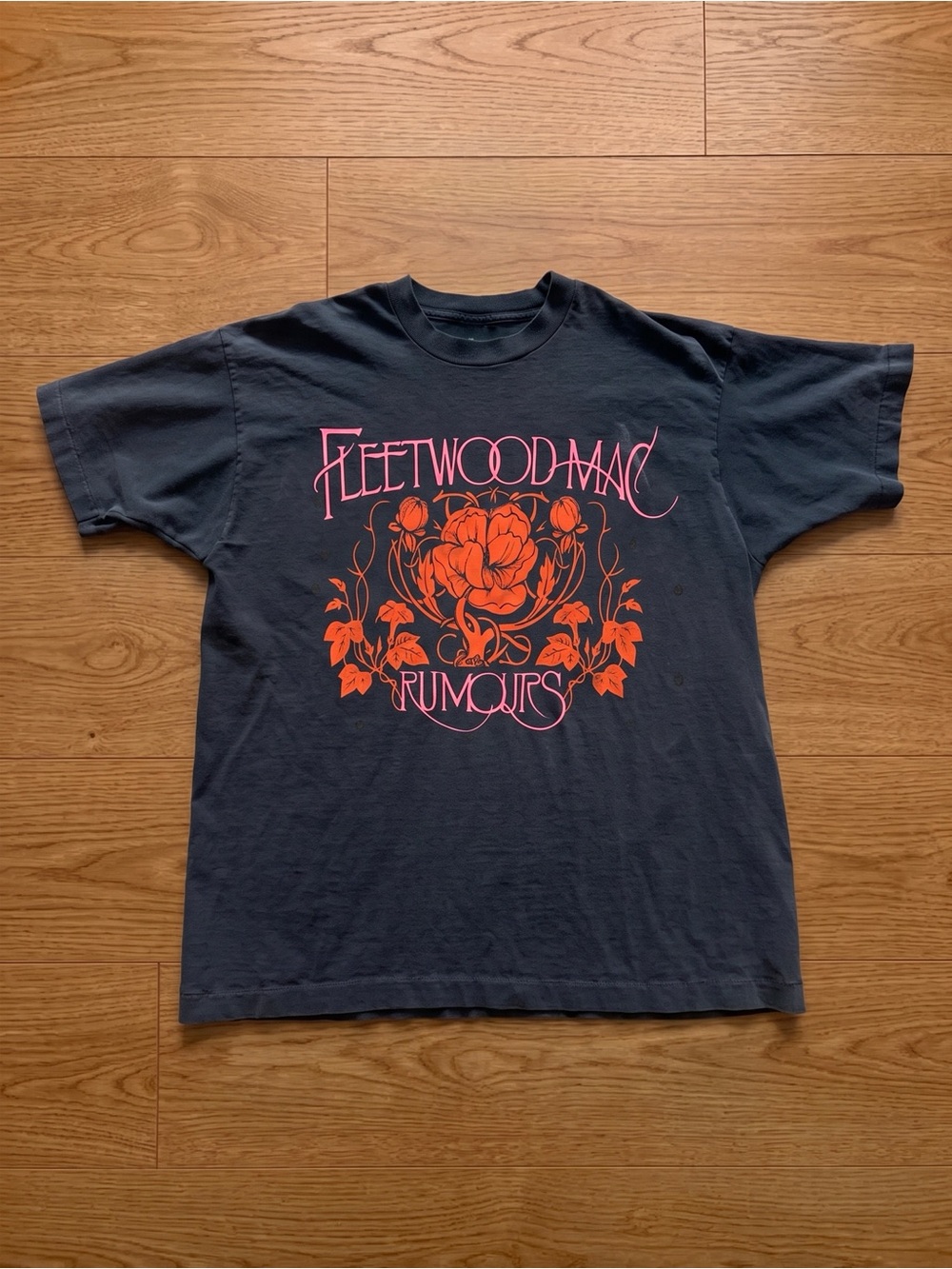 Fleetwood Mac Rumours Floral Boho 70s Retro Faded Black T Shirt